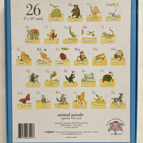 EEBOO A to Z Illustrated Animal Parade Alphabet Cards Wall Art Play - Picture 3 of 3